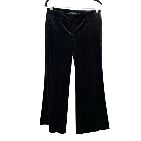Theory Women’s Black Velvet Low Rise Wide Leg Pleated Pants Size 6 - Picture 3 of 14
